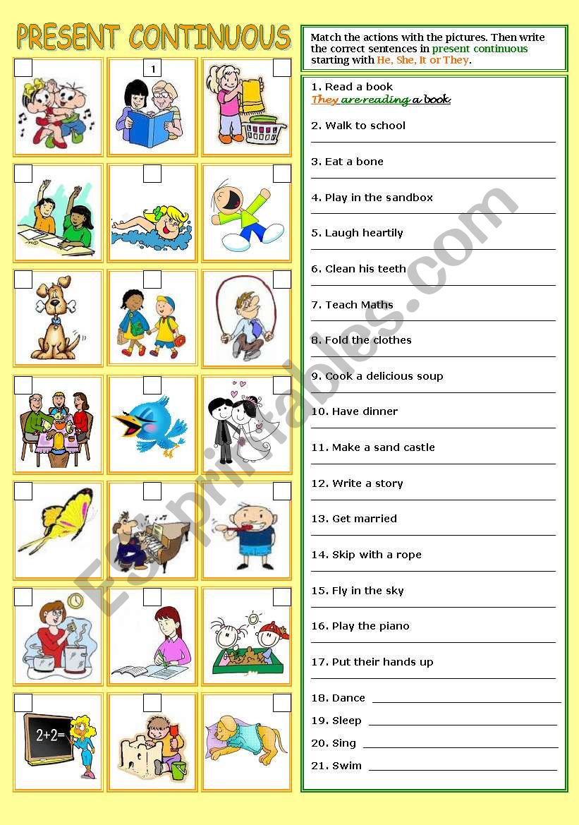 PRESENT CONTINUOUS worksheet