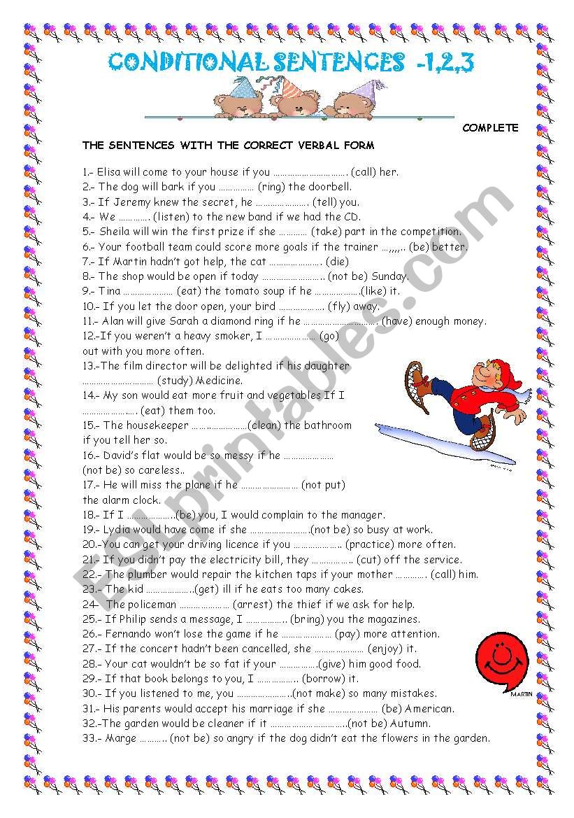 CONDITIONAL SENTENCES: 1-2-3 worksheet