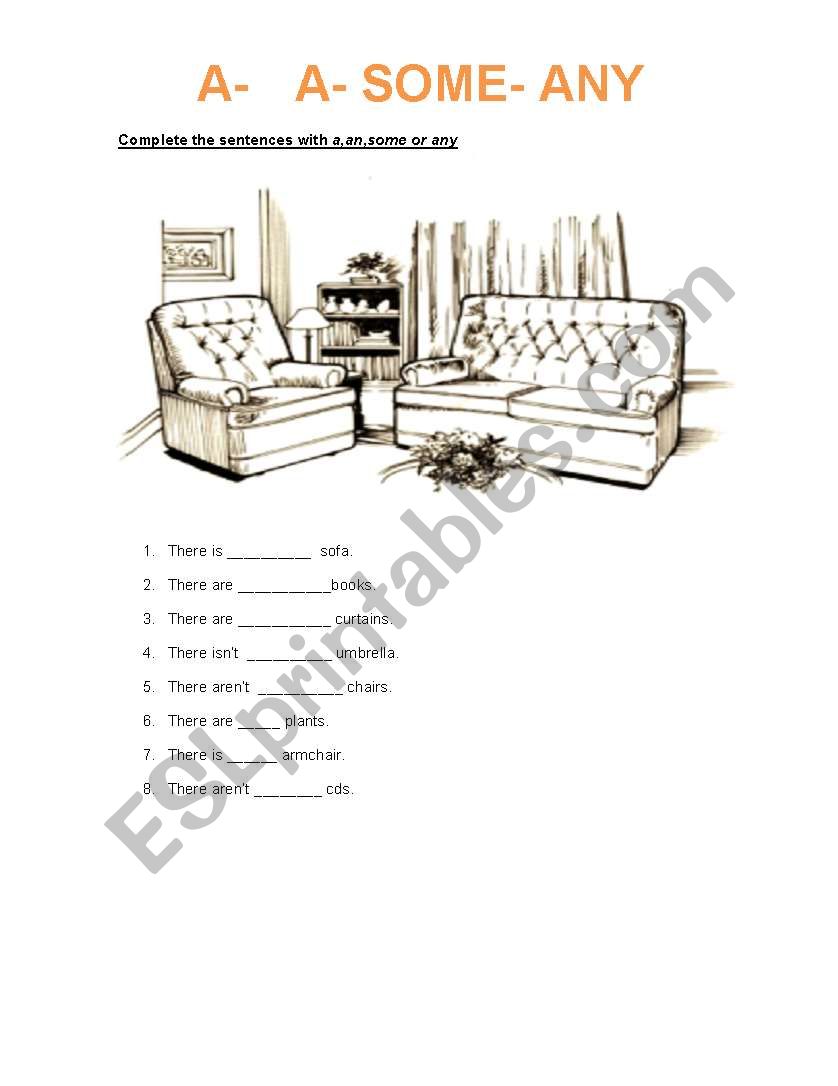 a- an some any worksheet