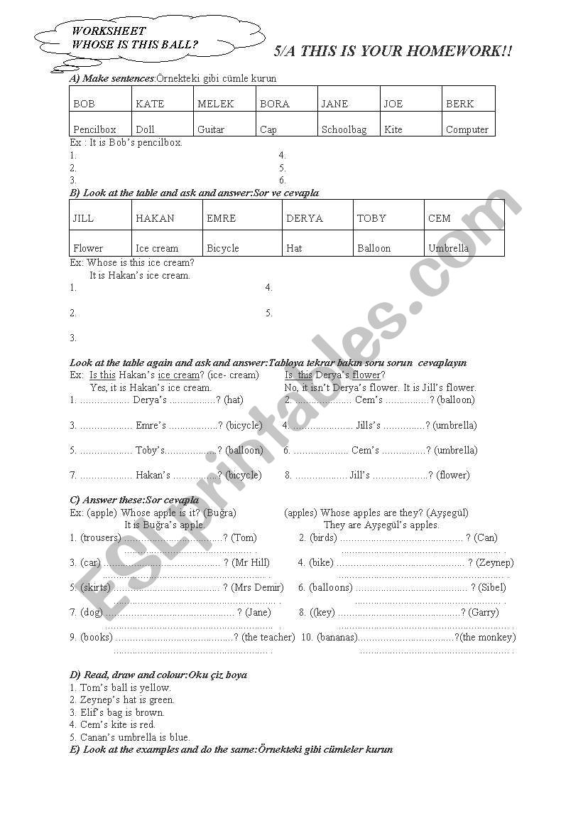 whose? worksheet