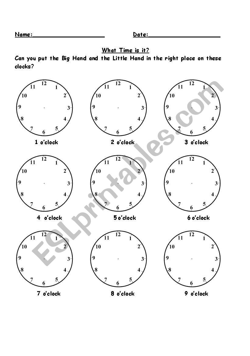 the clock worksheet