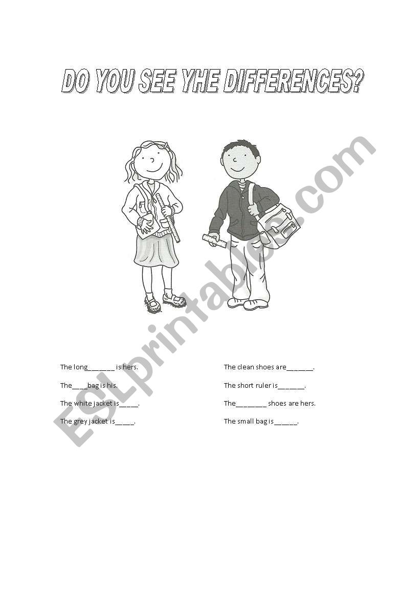 Pronouns his/hers worksheet