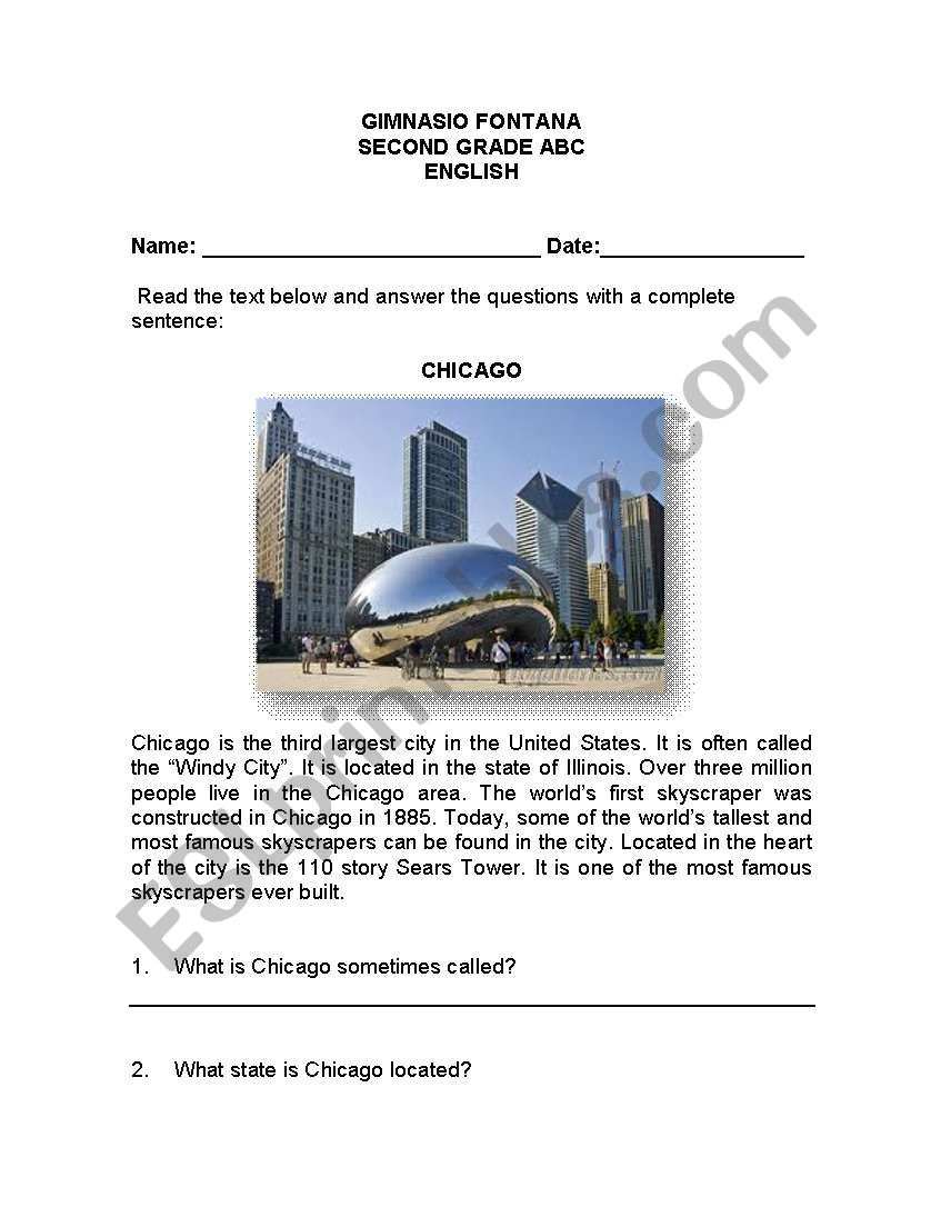 Chicago worksheet