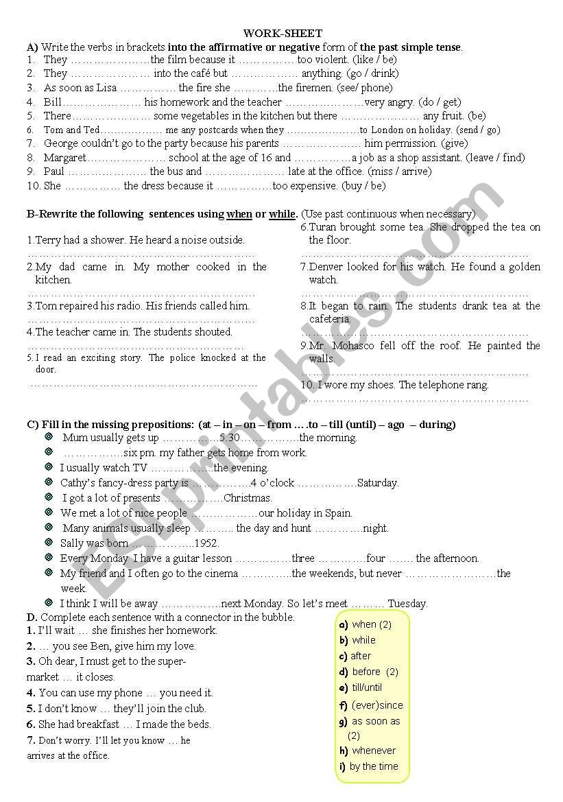 A COMPREHENSIVE WORKSHEET FOR ANATOLIAN HIGH SCHOOL GRADE 11 STUDENTS