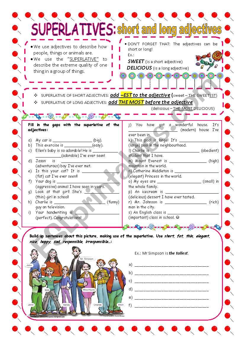 Superlatives short And Long Adjectives ESL Worksheet By Isabelucha