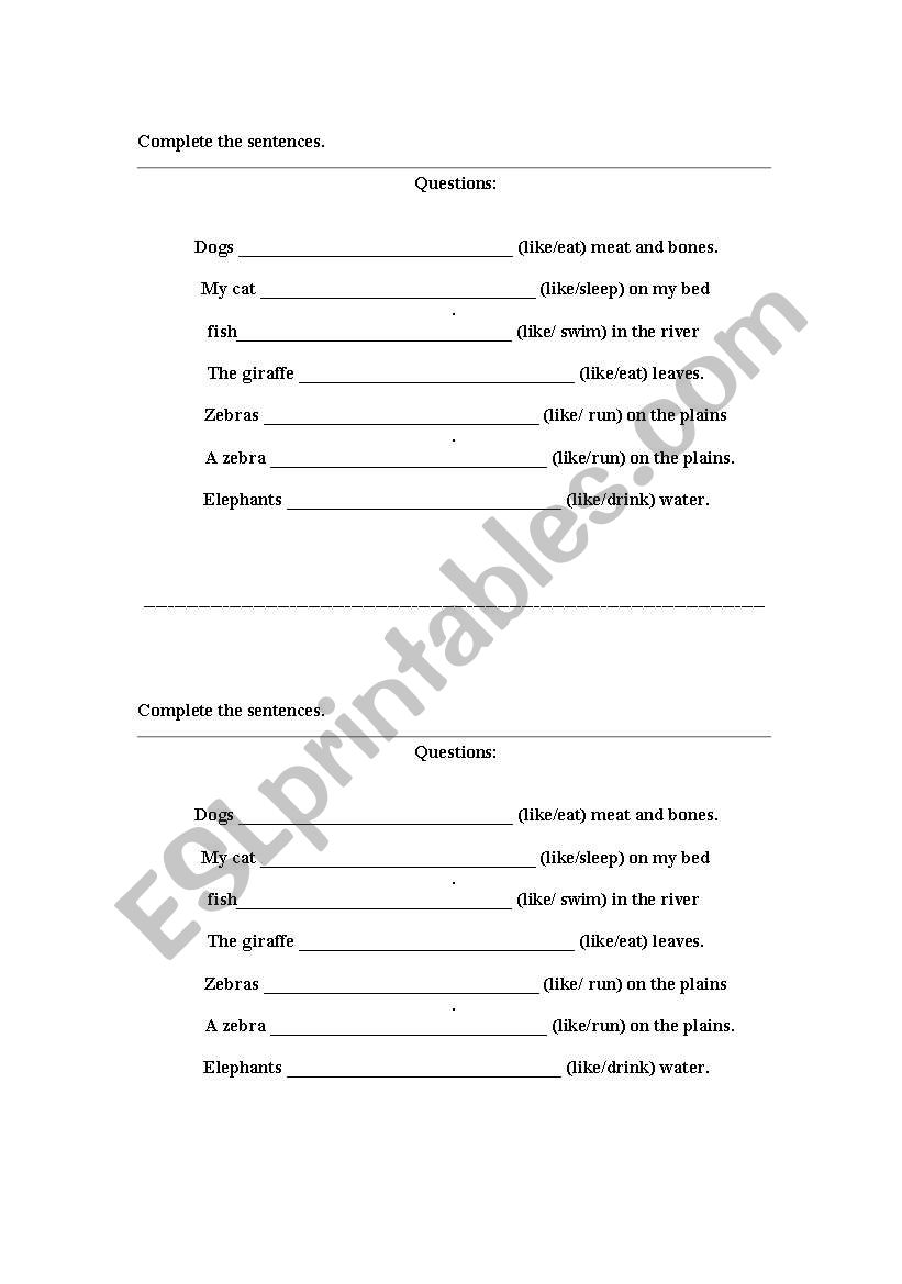 like + ing worksheet