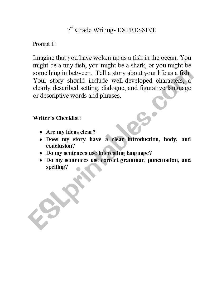 Writing Expression worksheet