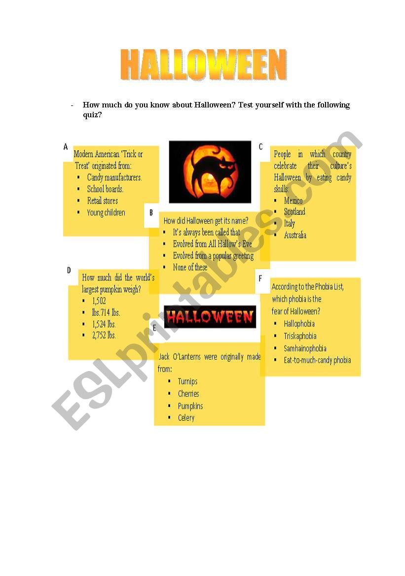 Halloween Quiz worksheet