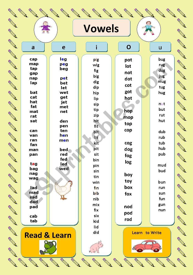 Vowels  a/e/i/o/u worksheet