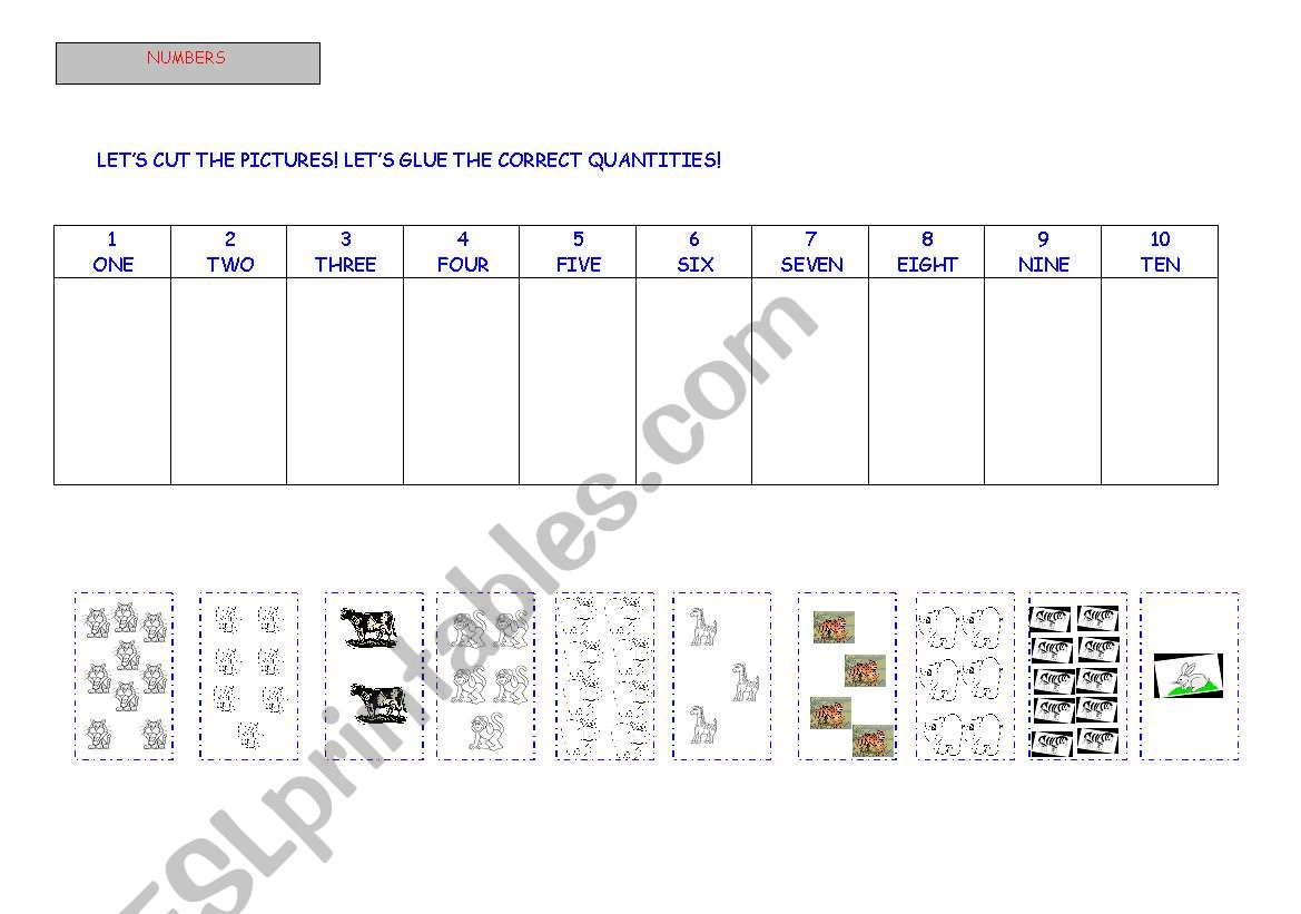 Numbers for kids worksheet