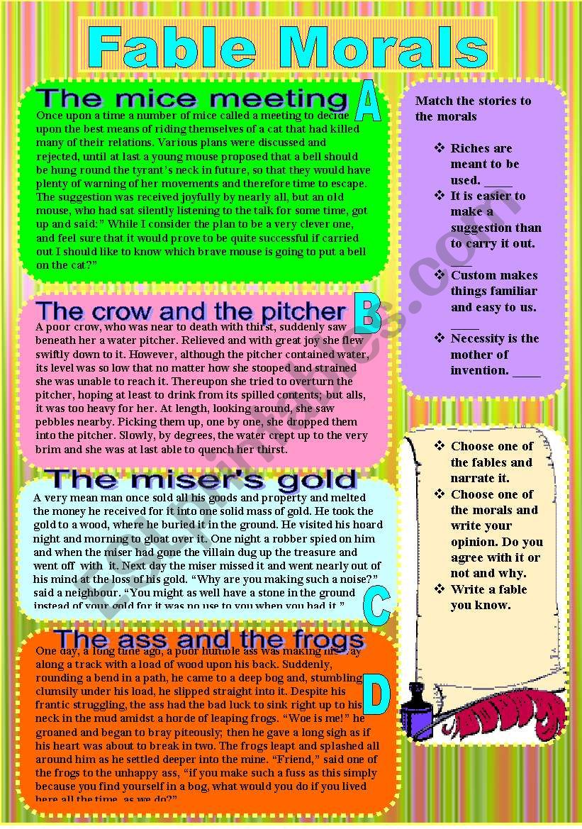 Fable Morals worksheet