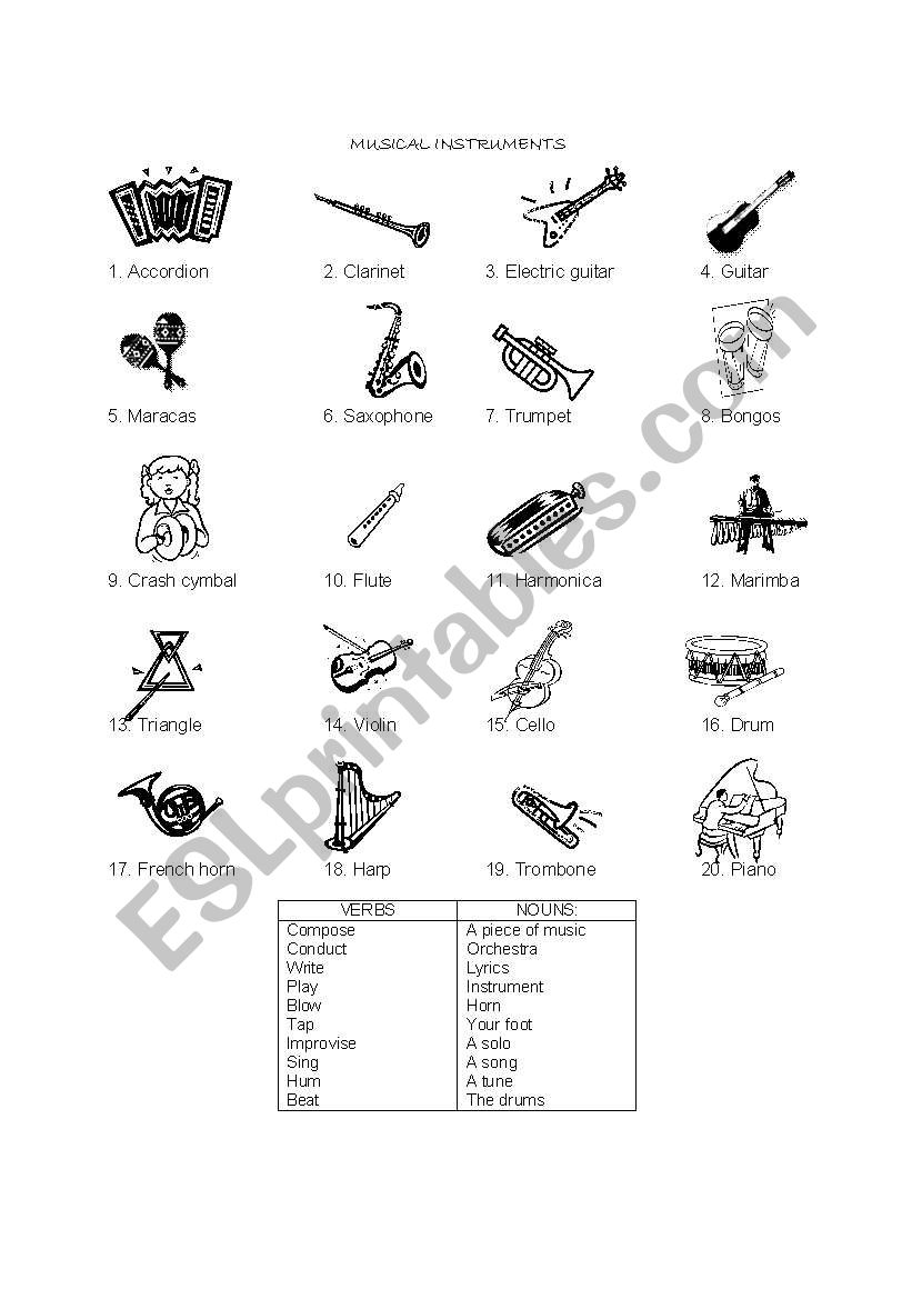 Musical Instruments worksheet