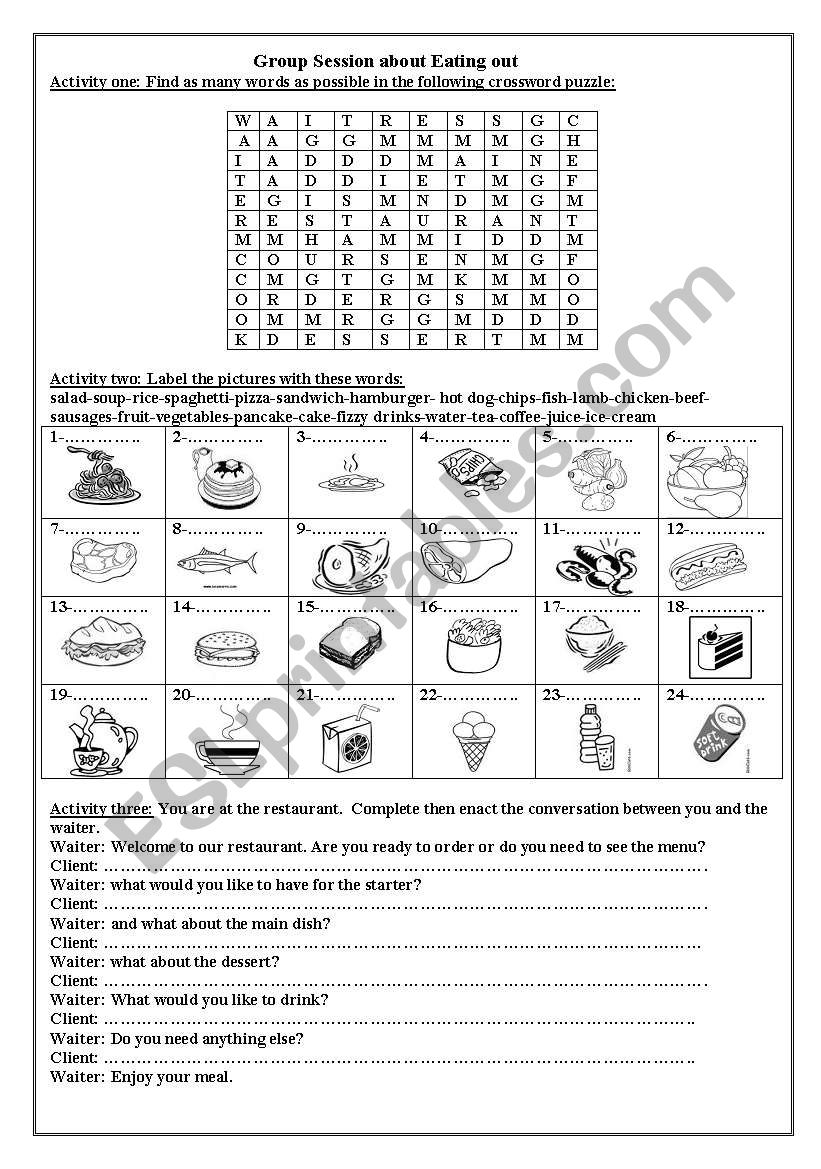 Group session about eating out