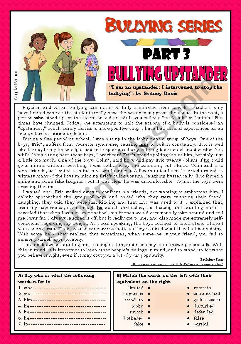 Bullying series - Part 3 - Bullying upstander