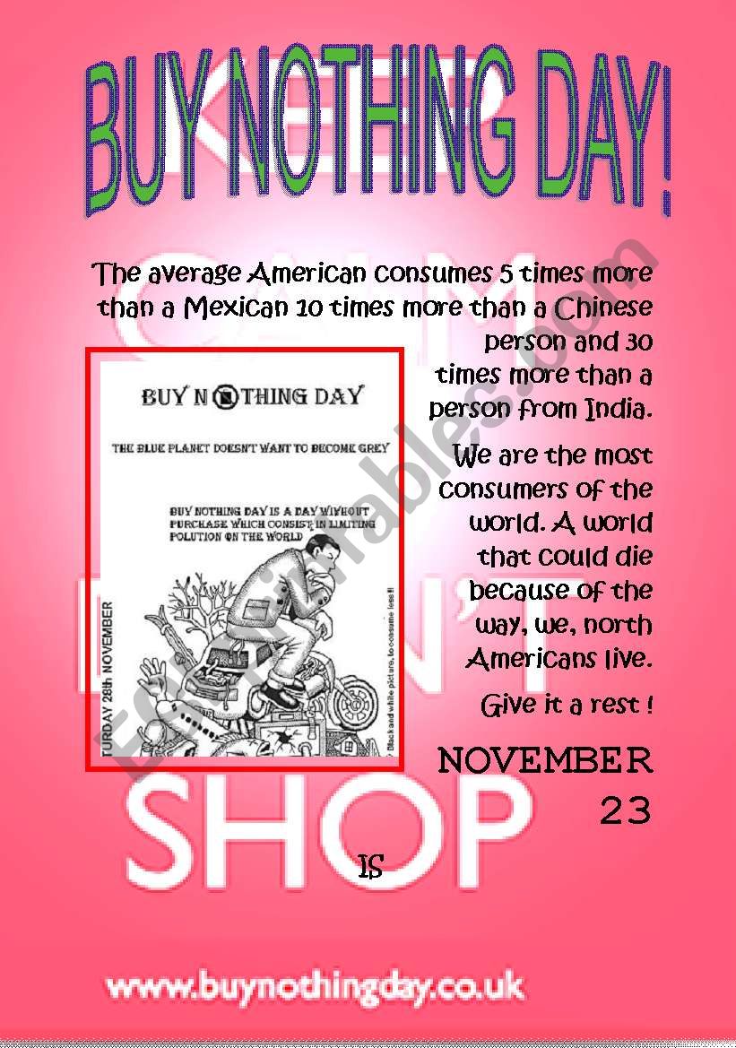 BUY NOTHING DAY! worksheet