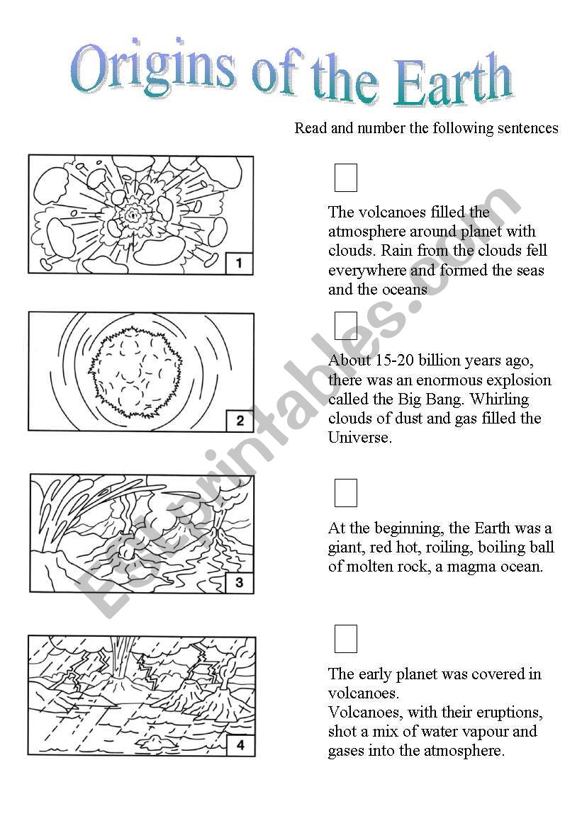 Origins of the Earth worksheet