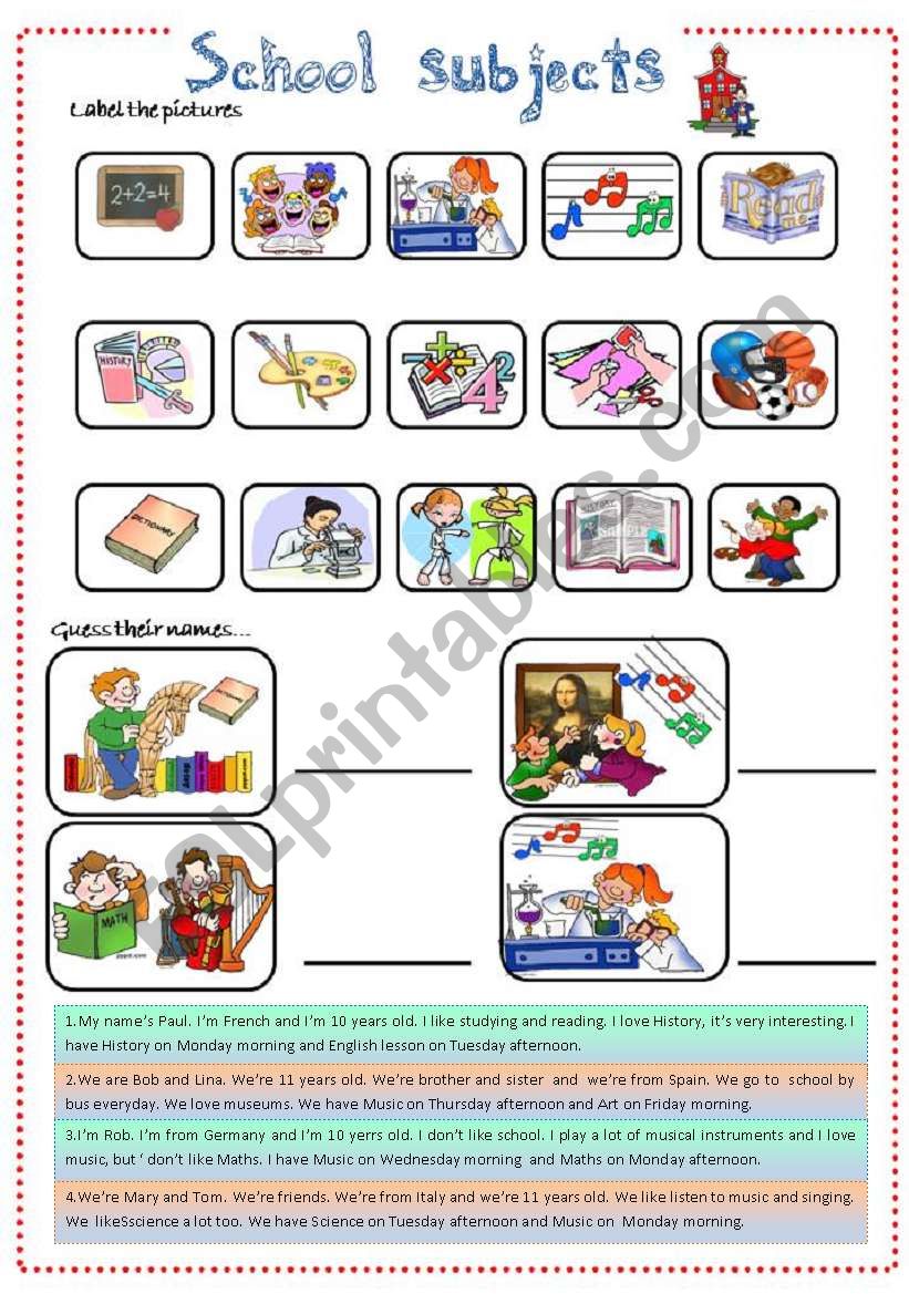 School subjects- likes& dislikes