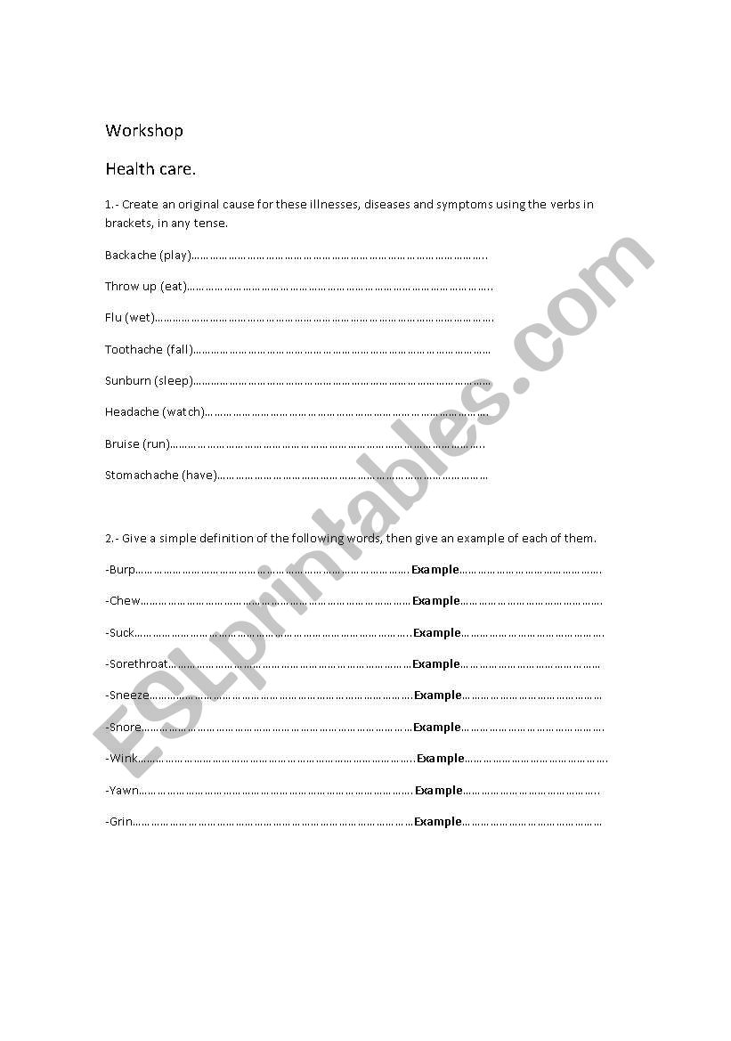 Healtha Care Vocabulary exercises