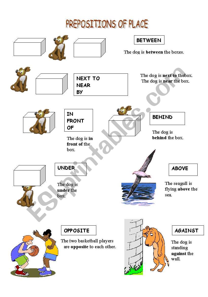 prepositions of place worksheet