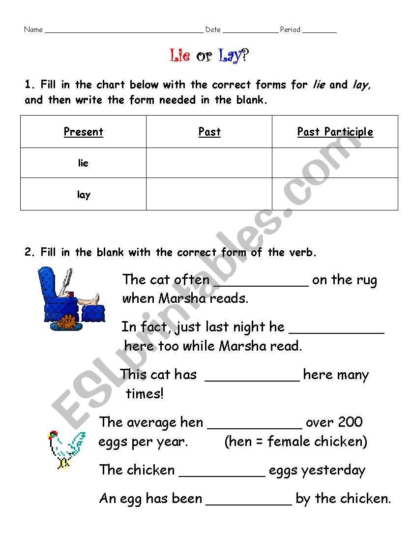 lie or lay worksheet