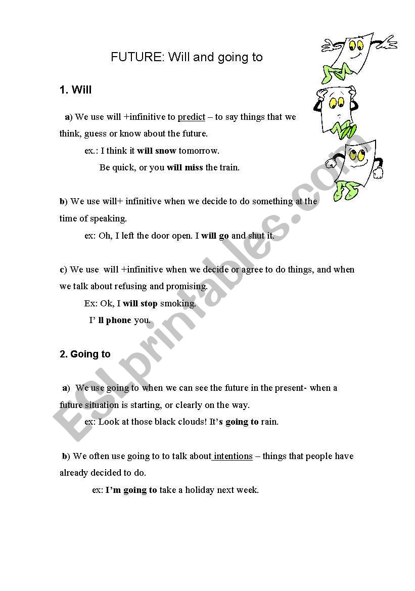 Future: will and going to worksheet