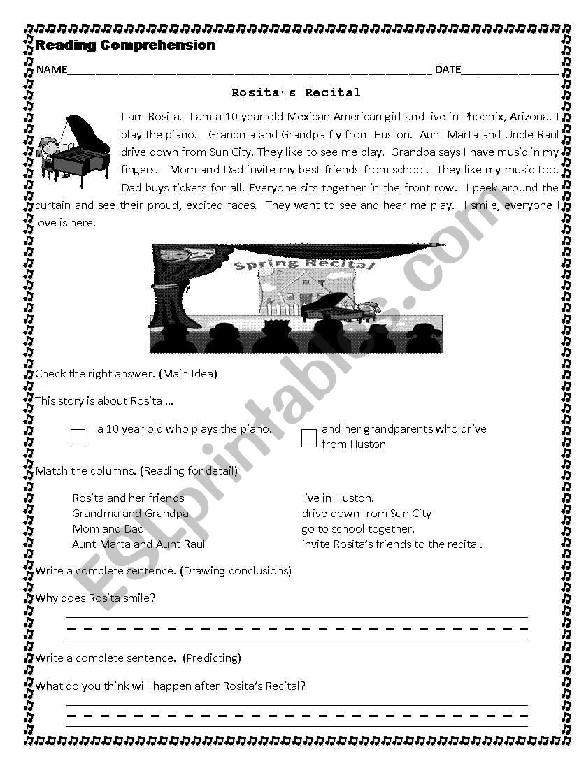 Rositas Recital worksheet