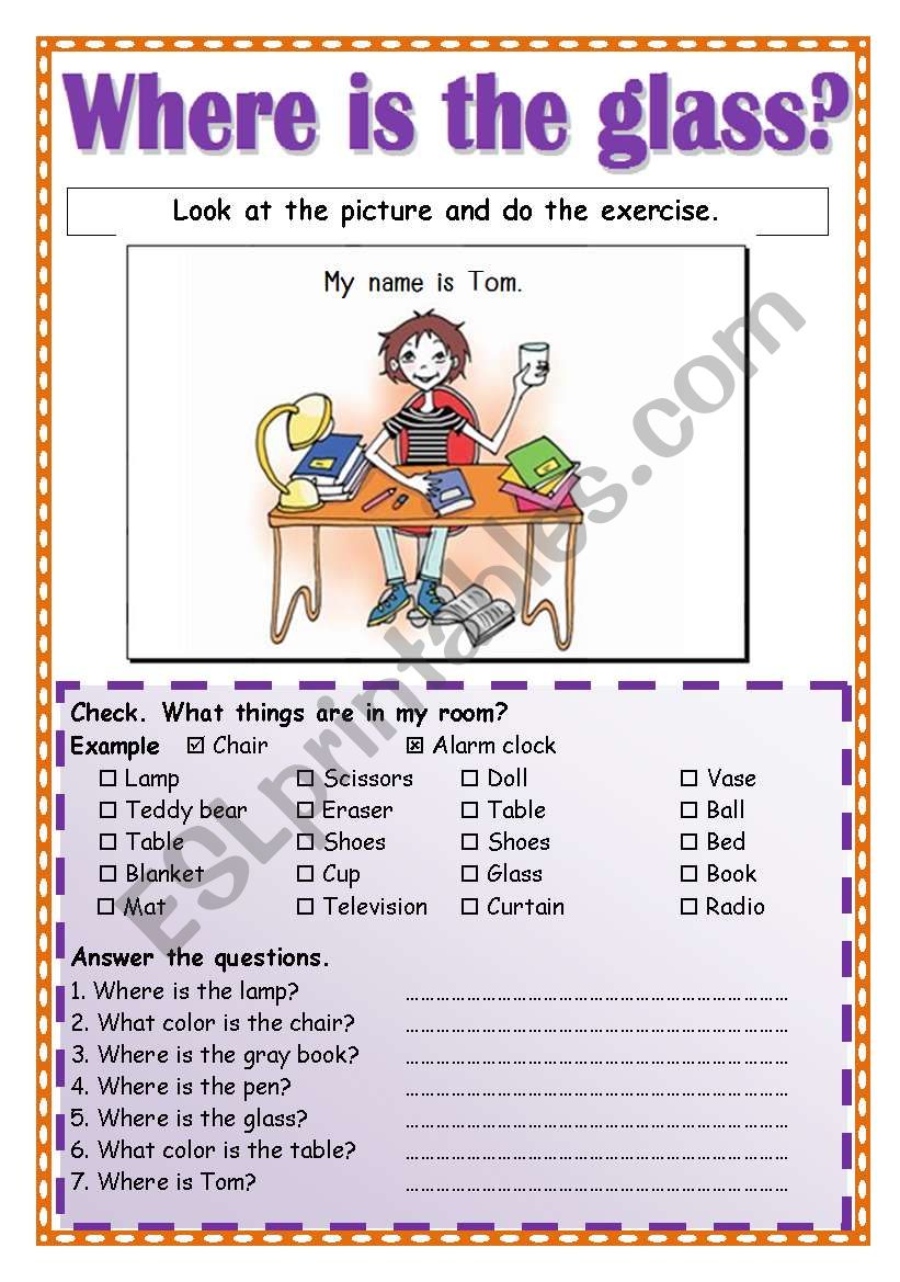 Where is the glass? worksheet