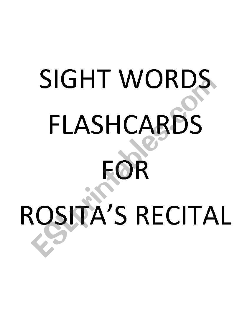 Rositas Recital Sight Words Flashcards