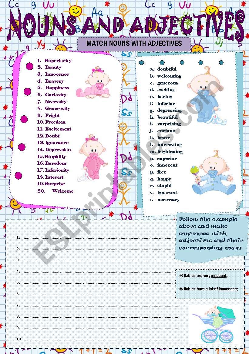 Nouns and Adjectives worksheet