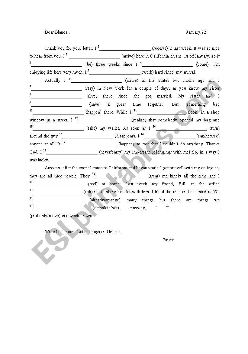 mixed tenses worksheet
