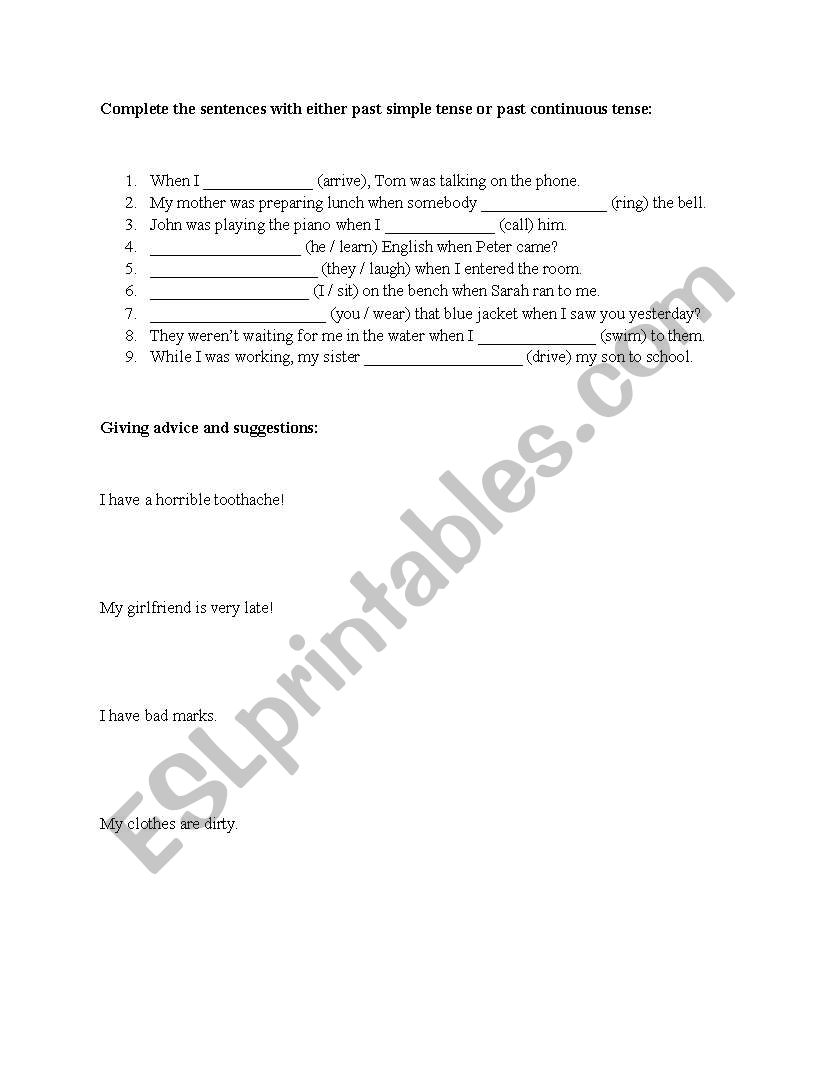 Exercises on verbs worksheet