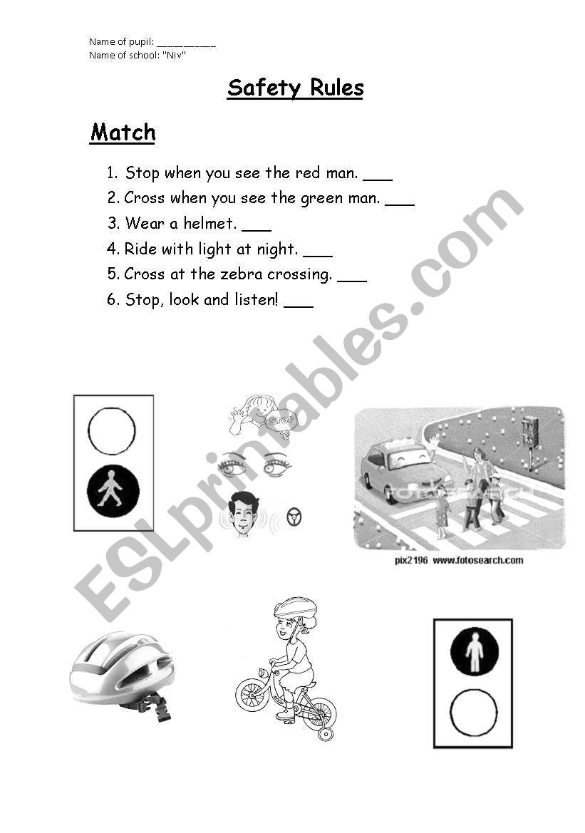 Safety Rules worksheet