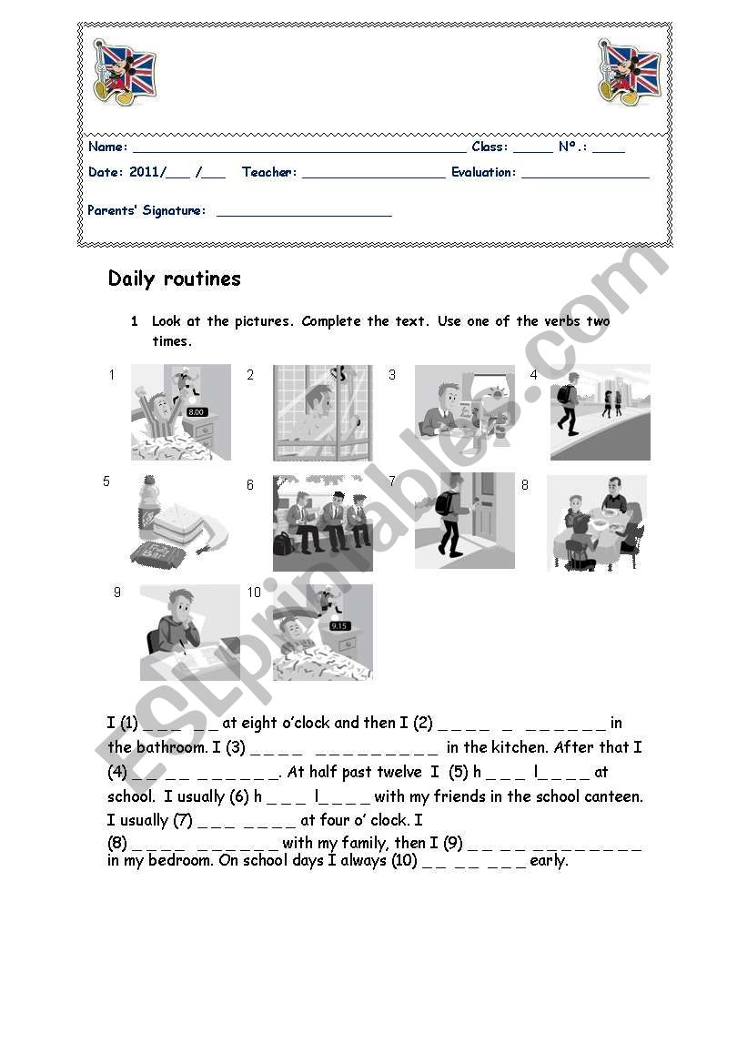 simple present test worksheet