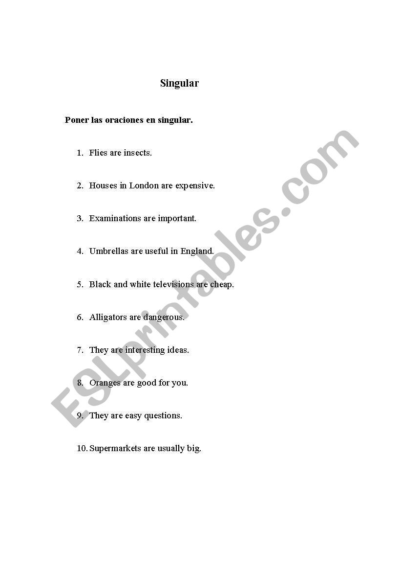 Singular worksheet