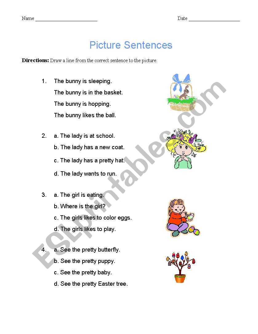 Picture Sentences worksheet