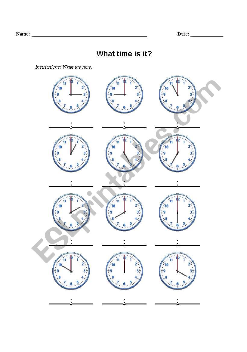 The Time worksheet