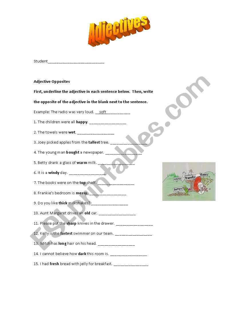 Adjectives worksheet