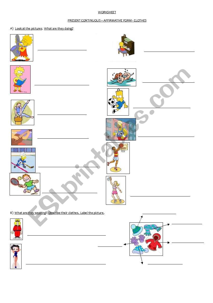 present continuous worksheet