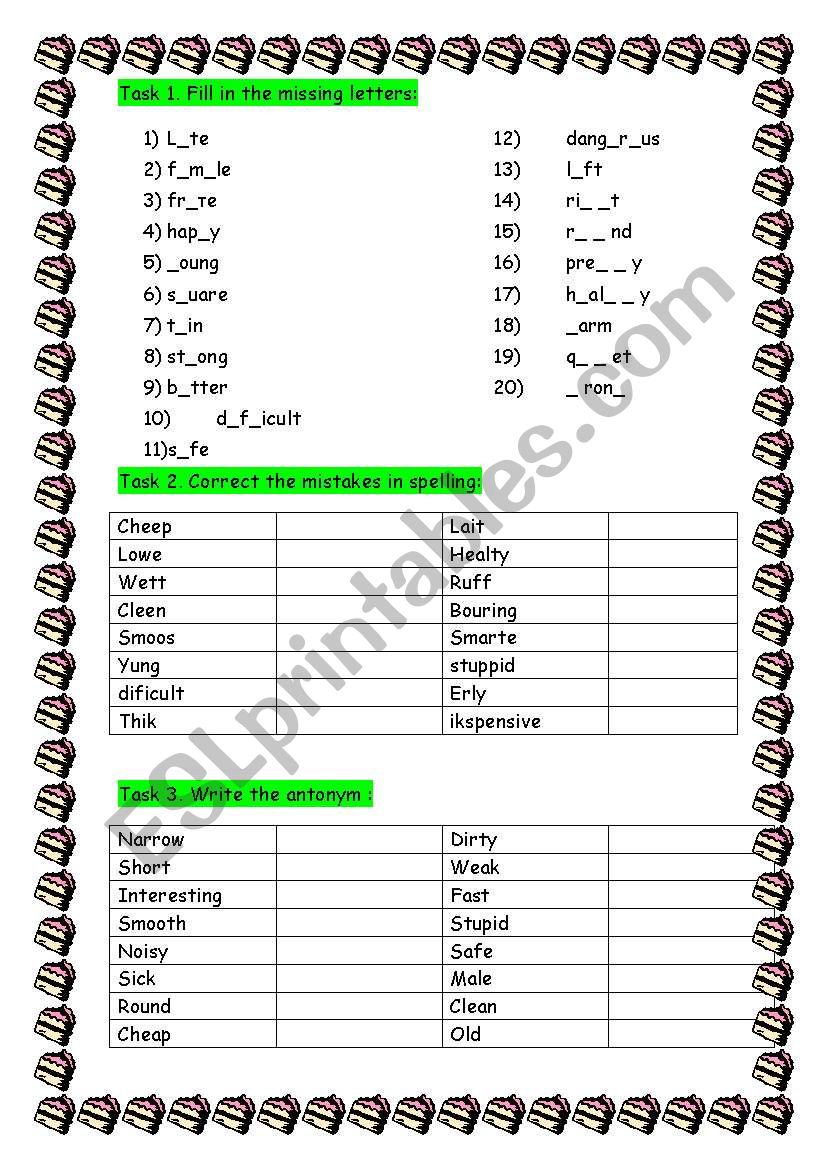 Worksheet on adjectives worksheet