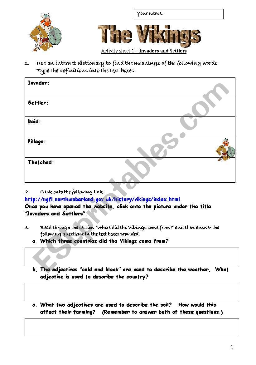 viking worksheet