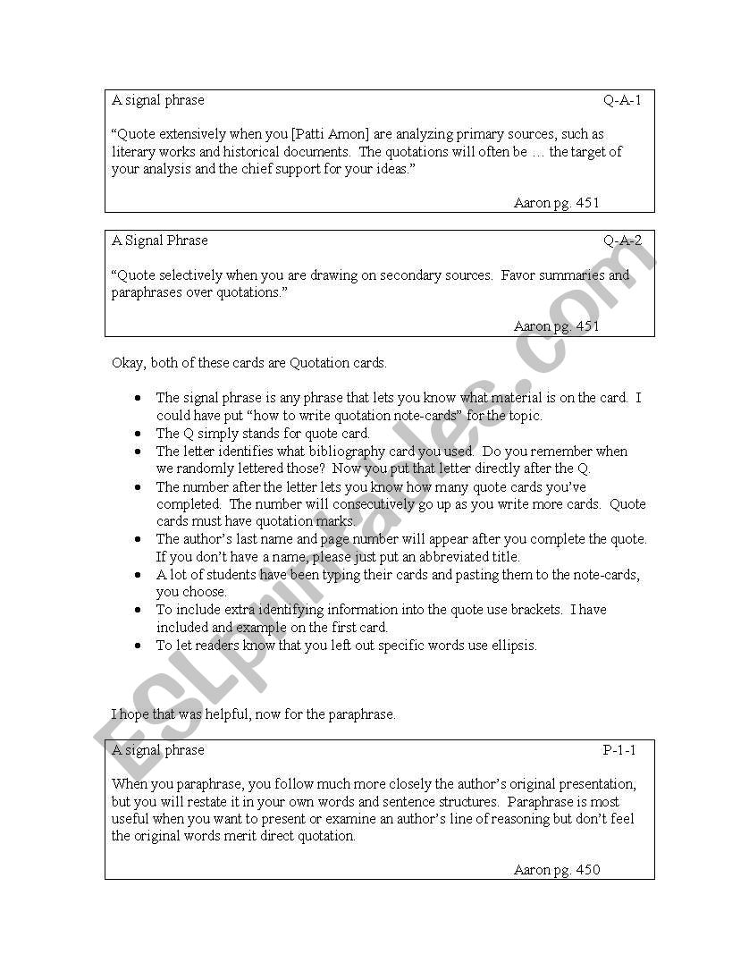 Note-Cards worksheet