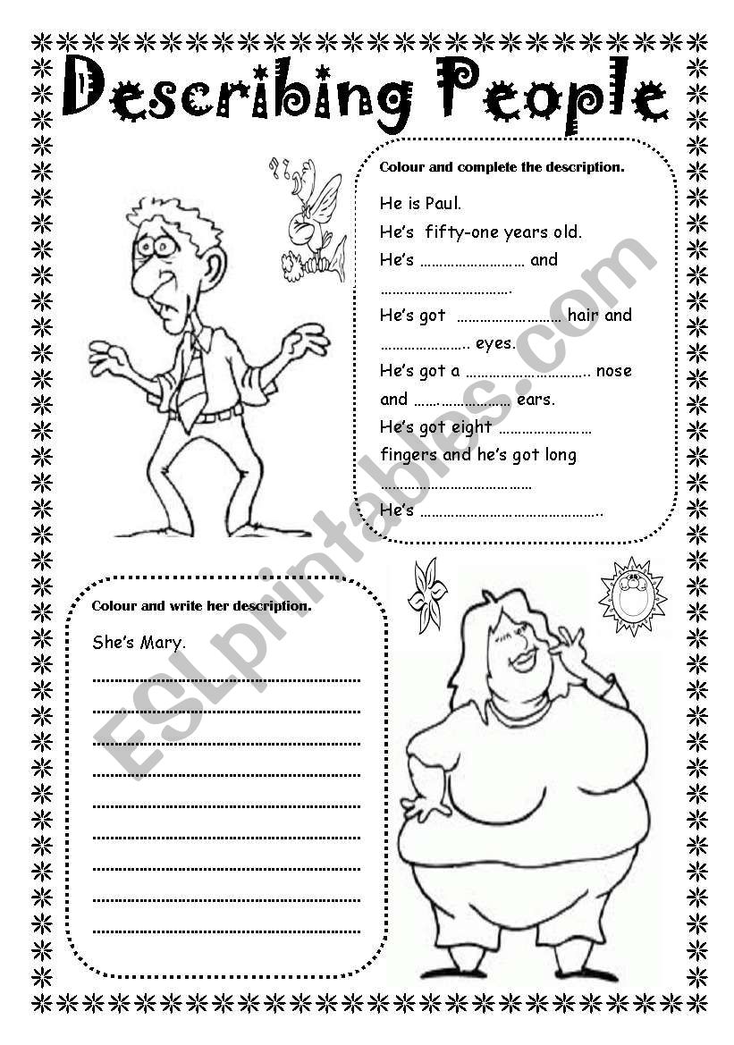 describing people worksheet