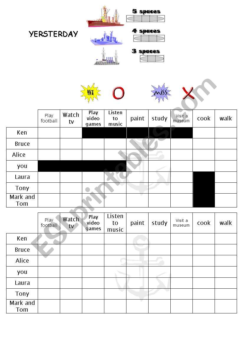 battleship worksheet