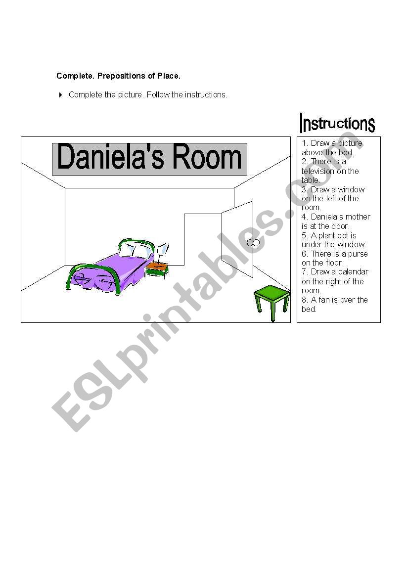 Prepostions of place worksheet