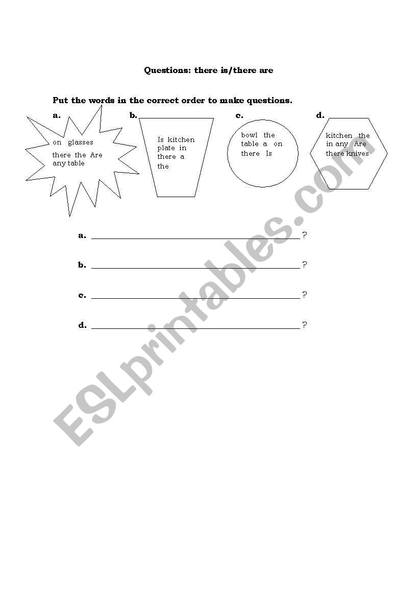 There is/there are questions worksheet