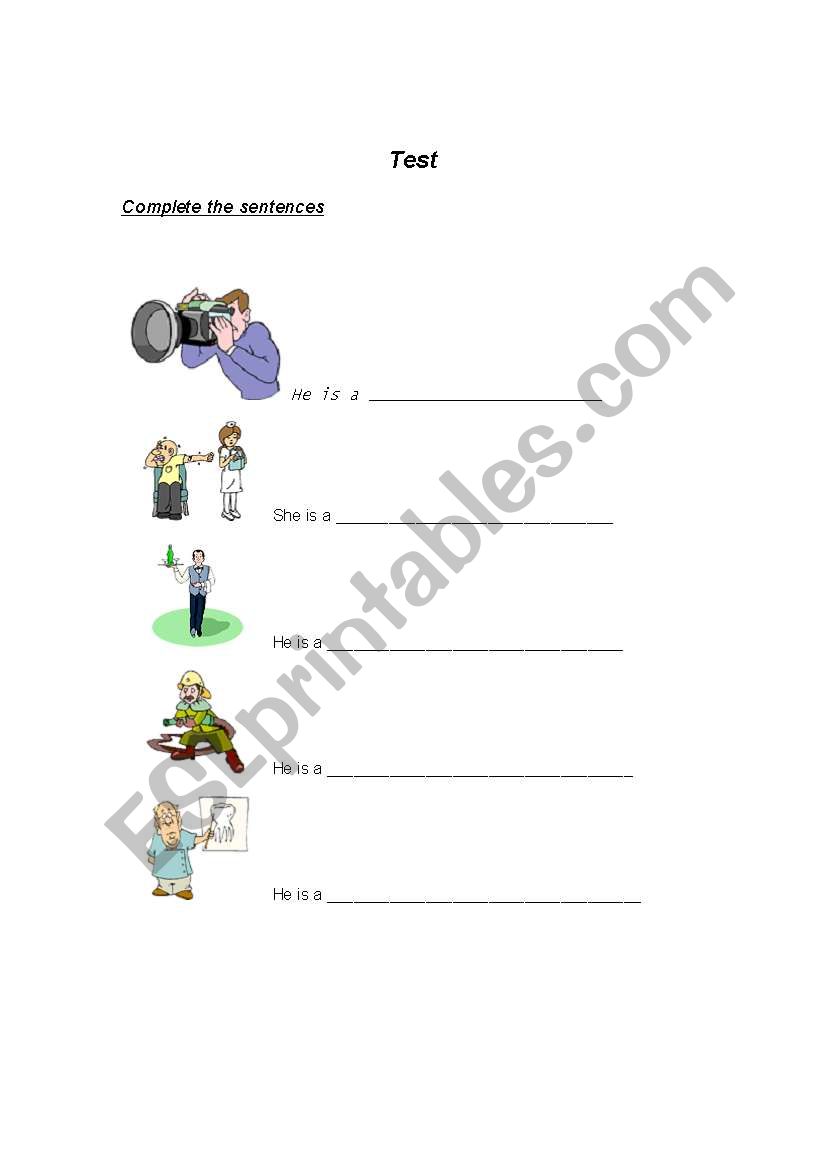  test paper - careers worksheet