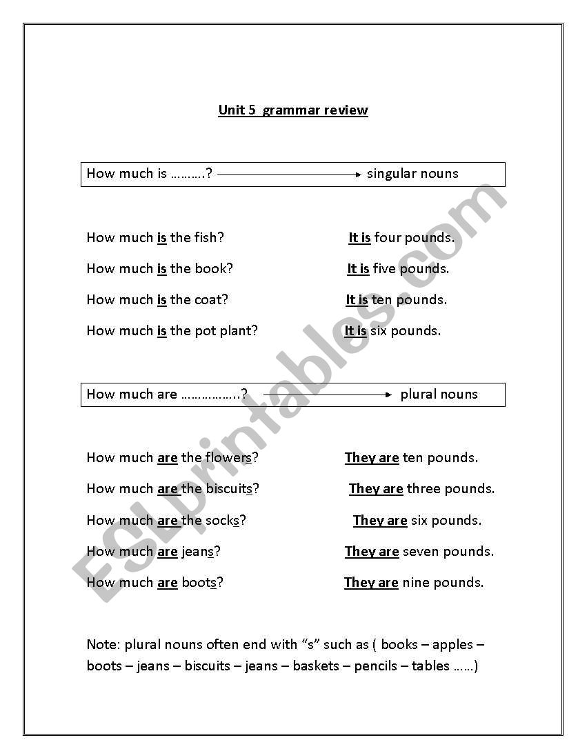 how much? worksheet