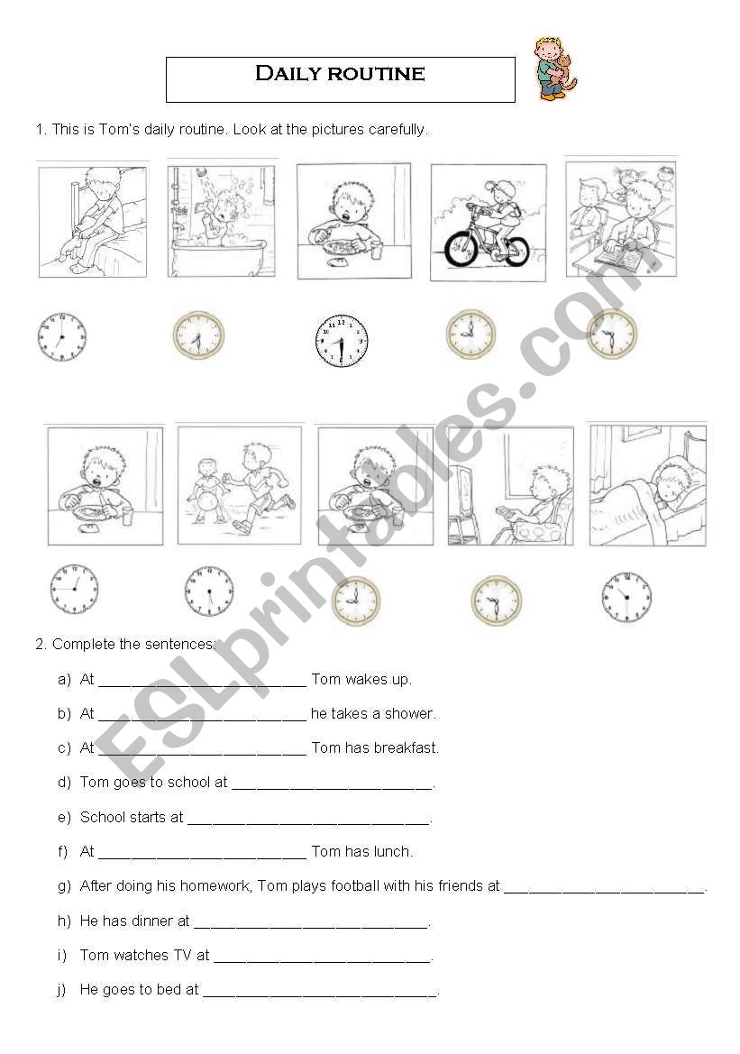 Daily routine worksheet