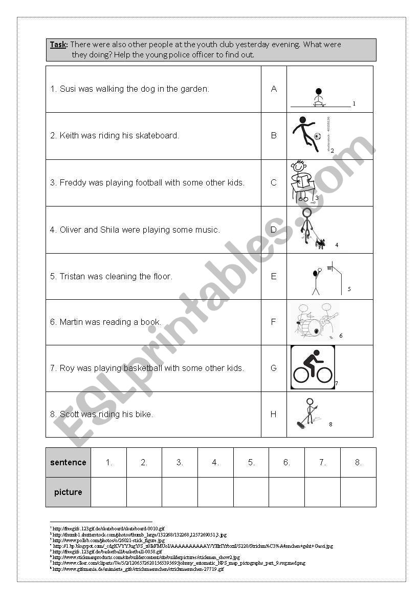 Past progressive worksheet