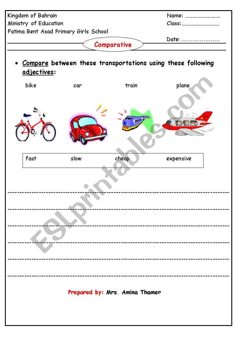 comparatives worksheet